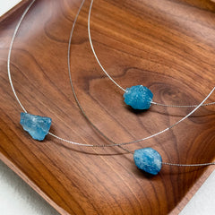 Raw Aquamarine Necklace in S925 Silver