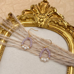 S925 Silver Purple Cat’s Eye & Freshwater Pearl Earrings