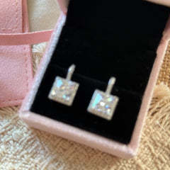 Square Pavé Zircon Stud Earrings
