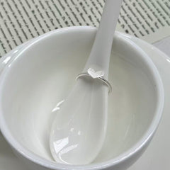 S925 Silver Brushed Heart Pinky Ring