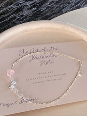 Rose of the Moon · Rose Quartz & Pearl Silver Shard Necklace