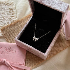 S925 Sterling Silver Vintage Bow Necklace