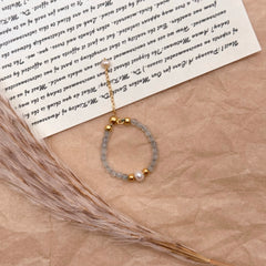 S925 Silver Gray Moonstone & Brown Gemstone Freshwater Pearl Ring