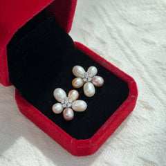 Blooming Moonlight · Pearl Blossom Stud Earrings