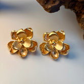 Gold-Plated Camellia Earrings in S925 Silver
