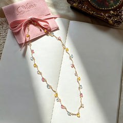 Colorful Crystal Teardrop Pavé Necklace