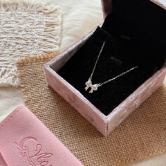 S925 Sterling Silver Vintage Bow Necklace