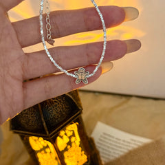 S925 Sterling Silver Gingerbread Man Christmas Bracelet
