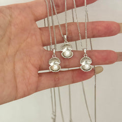 S925 Sterling Silver Natural Pearl Shell Pendant Necklace