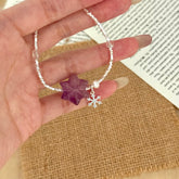 S925 Sterling Silver Fluorite & Silver Nugget Snowflake Bracelet