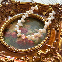 S925 Sterling Silver Freshwater Pearl & Strawberry Quartz Bracelet