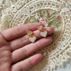 S925 Gold-Plated Enamel Drop Zircon Earrings