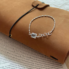 S925 Silver Vintage Frosted Aquamarine Bracelet & Ring Set