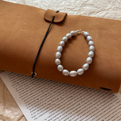 S925 Silver Platinum Gray Baroque Freshwater Pearl Bracelet