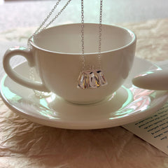 S925 Silver Hollow Handbag Pendant Necklace