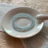 Aquamarine & Freshwater Pearl Double-Strand Bracelet