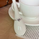 S925 Silver Black Enamel Bow & Heart Lace Ring