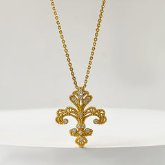 S925 Silver Gold-Plated Vintage Iris Pendant