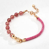 S925 Silver Braided Cord & Crystal Bead Bracelet