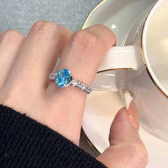 Natural Topaz Silver Open Ring
