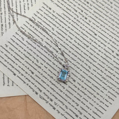 S925 Silver Natural Blue Topaz Necklace