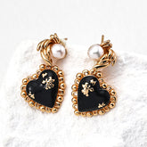 S925 Silver Vintage Black Onyx & Natural Pearl Earrings