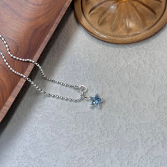 Star Necklace with Aquamarine Zircon in S925 Silver
