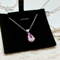 Dusky Heart · Pink Diamond Pear Pendant Necklace