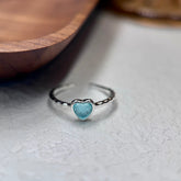 Aquamarine Heart Ring in S925 Silver