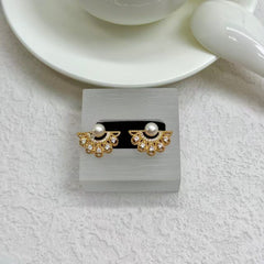 S925 Gold-Plated Zirconia & Pearl Stud Earrings