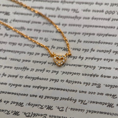S925 Silver Mini Heart Zircon Necklace