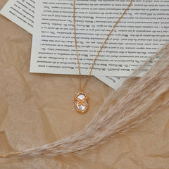 S925 Silver Mother-of-Pearl Butterfly Pendant Necklace