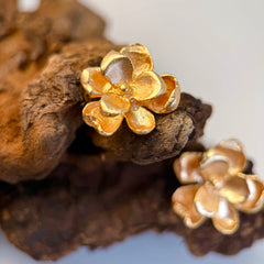 Gold-Plated Camellia Earrings in S925 Silver