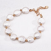 S925 Vintage Gold Button Pearl Bracelet