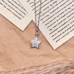 S925 Silver Pavé Star Pendant Necklace