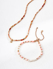 S925 Silver Freshwater Pearl & Pink Shell Bracelet