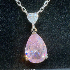 Dusky Heart · Pink Diamond Pear Pendant Necklace