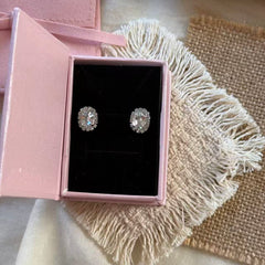 Sparkling Oval Zircon Stud Earrings