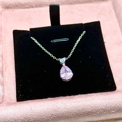 Dusky Heart · Pink Diamond Pear Pendant Necklace