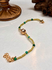 Malachite, Green Bead & Pearl Bracelet in S925 Silver