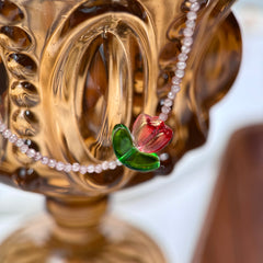 Handmade Tulip Necklace with Natural Stone