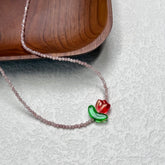 Handmade Tulip Necklace with Natural Stone