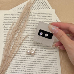 S925 Silver Long Zircon & Freshwater Pearl Drop Earrings