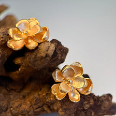 Gold-Plated Camellia Earrings in S925 Silver