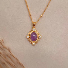 S925 Silver Gothic Lace Amethyst Necklace