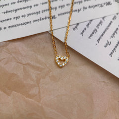 S925 Silver Mini Heart Zircon Necklace