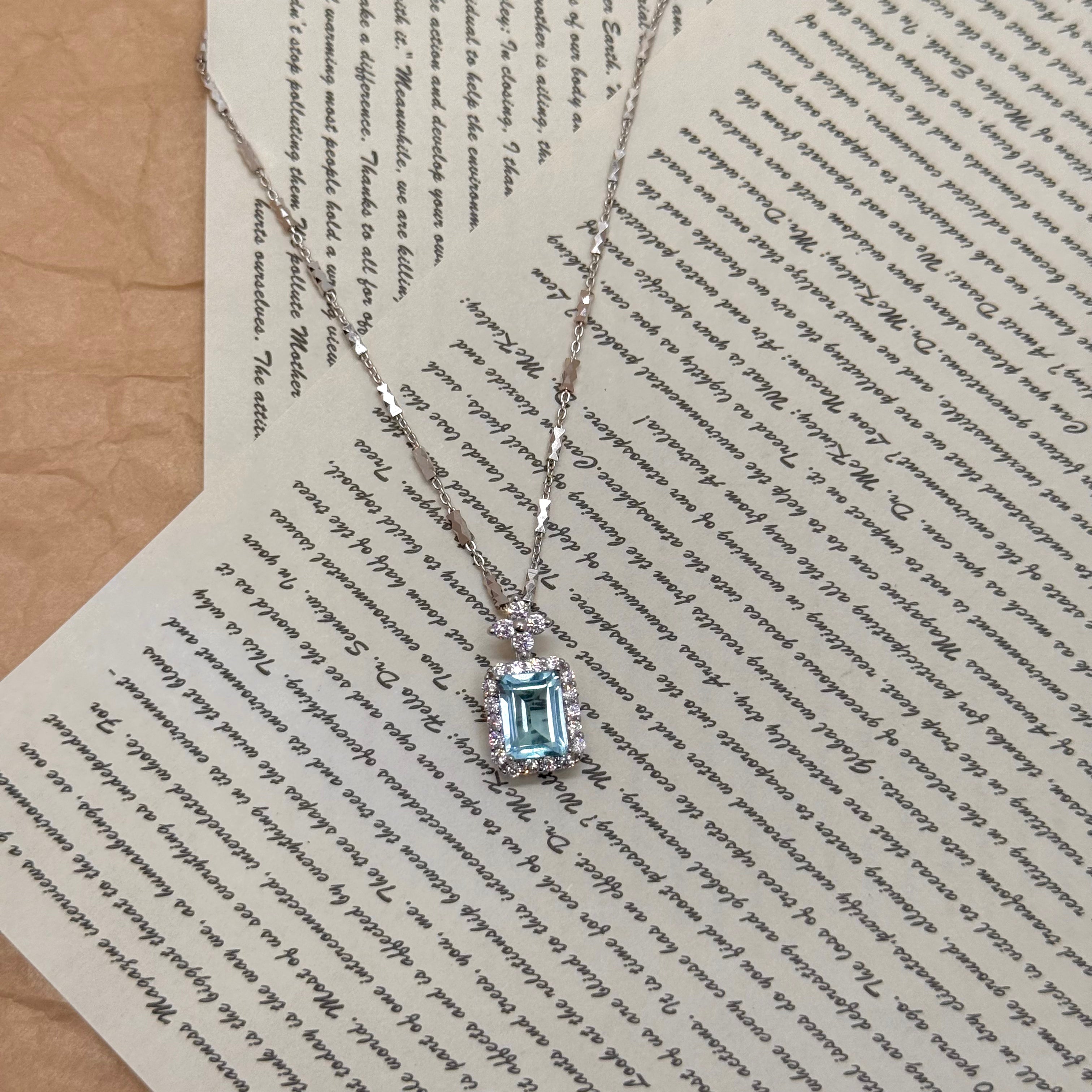 S925 Silver Natural Blue Topaz Necklace