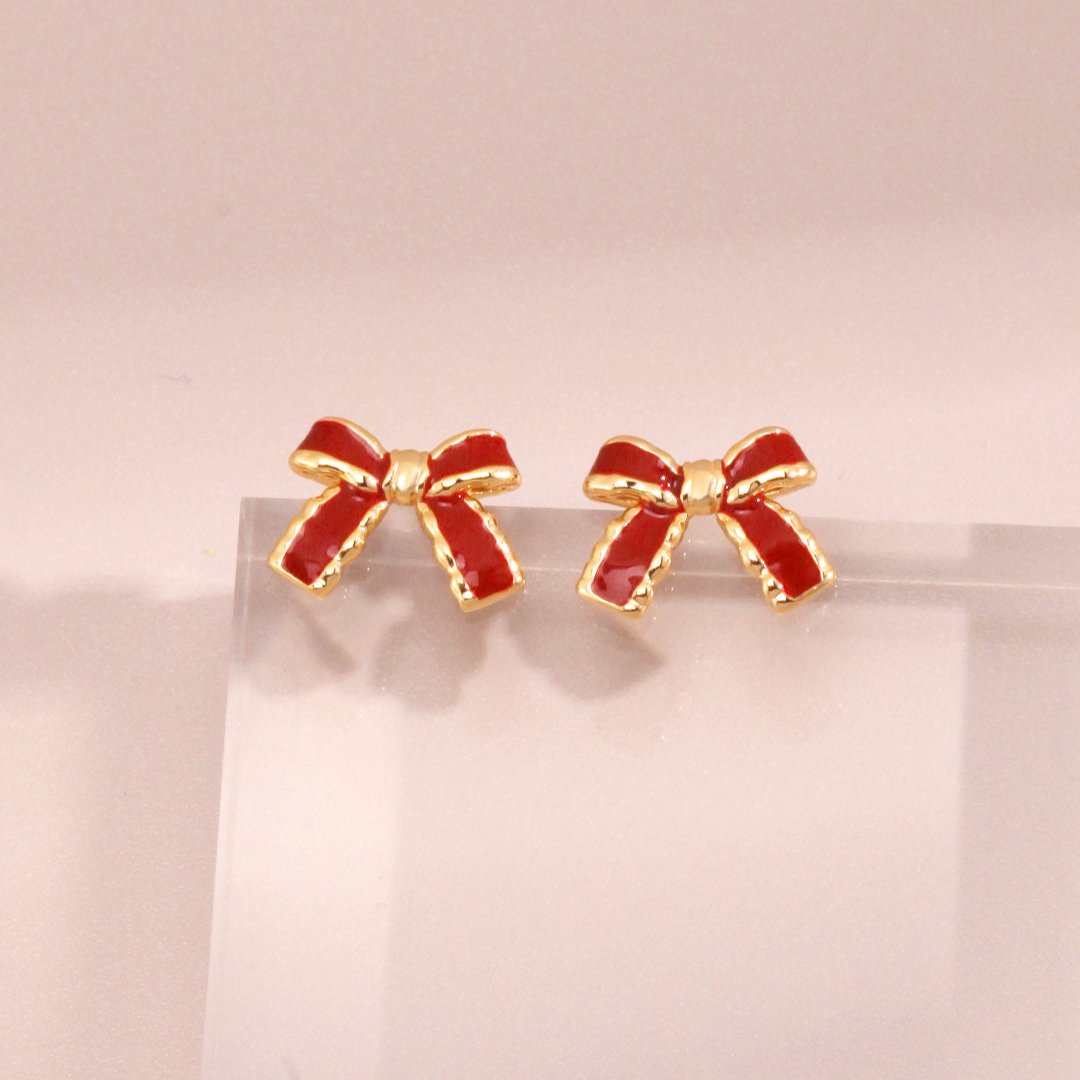 S925 Silver Butterfly Earrings with Red Enamel