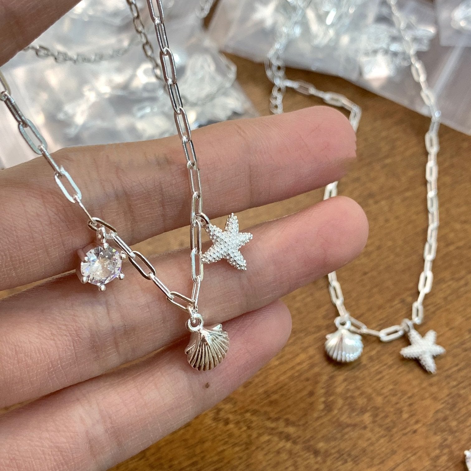 Starfish Shell - Zircon Necklace