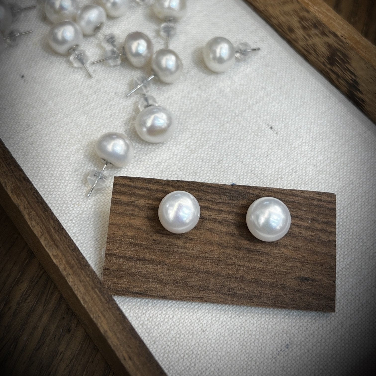 Lustrous Pearl - Natural Freshwater Pearl Stud Earrings